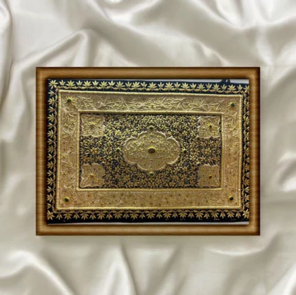 Luxurious Gold Zardozi Embroidery Art - Framed Traditional Decor