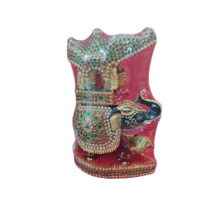 Decorative Embossed Elephant with Royal Rider Figurine