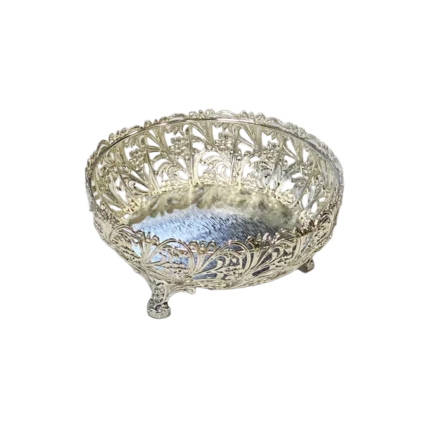 Floral Cutwork Silver Plated Bowl – Vintage Charm