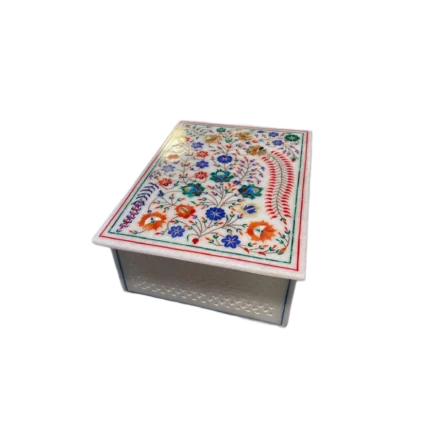 Marble Inlay Box with Floral Pietra Dura Art