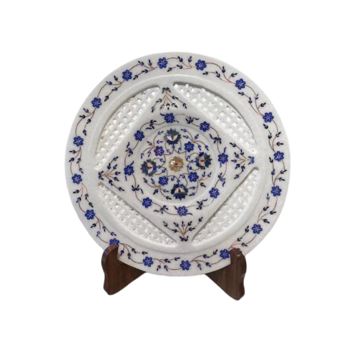 Handcrafted Marble Inlay Decorative Plate - Image 1