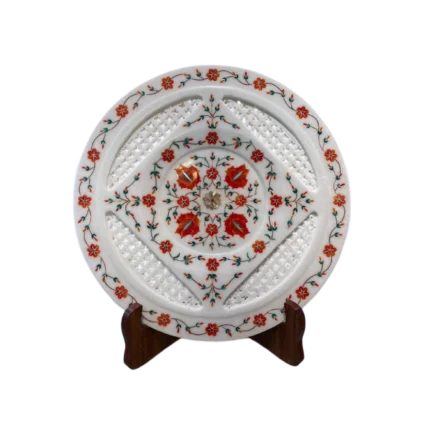 Hand-Inlaid Marble Decorative Plate