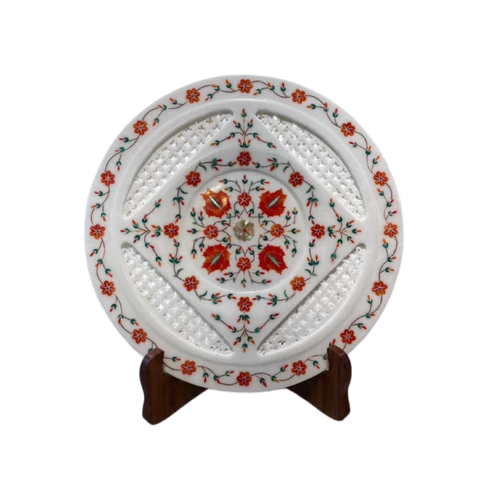 Hand-Inlaid Marble Decorative Plate - Image 1