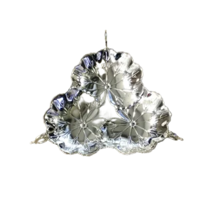 Silver-Plated Triple Leaf Shaped Decorative Dish/tray