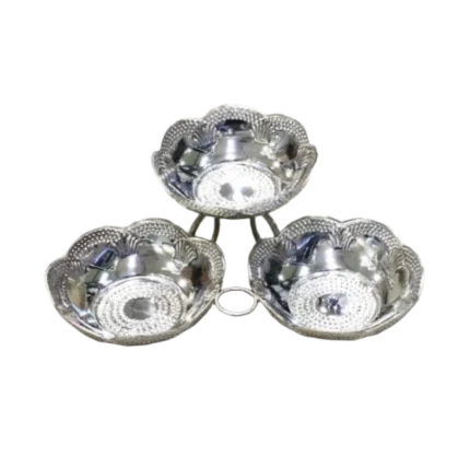 Silver-Toned Three-Bowl Serving Set