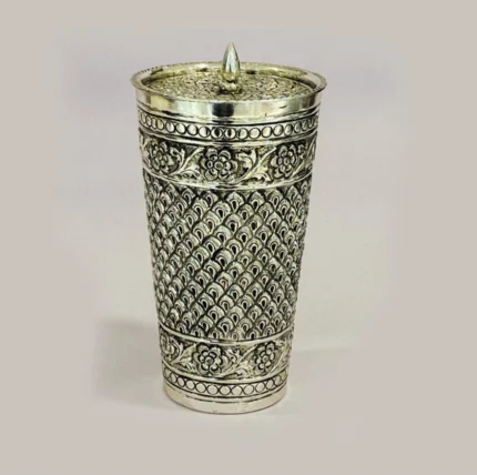 Antique-Style Handcrafted Brass Glass with Lid