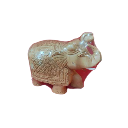Intricately Carved Wooden Elephant Figurine