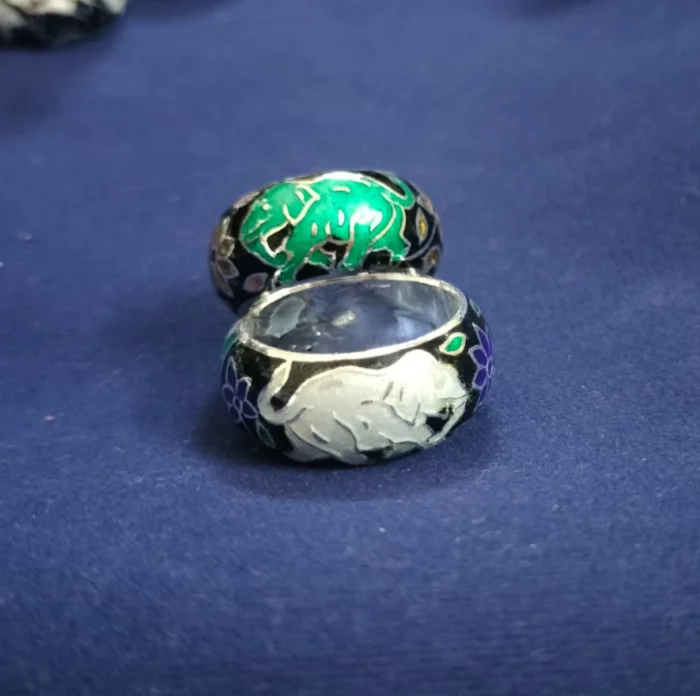 Hand-Painted Elephant Enamel Rings (Assorted Colors) - Image 1