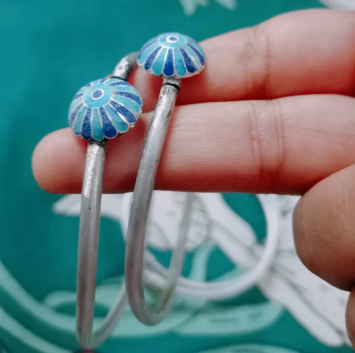 Hand-Painted Enamel & Sterling Silver Cord Bracelets (Pair) - Image 1