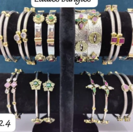 Assorted Ladies' Sterling Silver Bangles (Size 2.4)