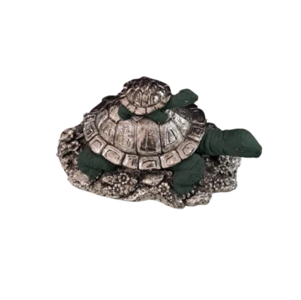 Silver-Plated Tortoise with Baby Tortoise Figurine