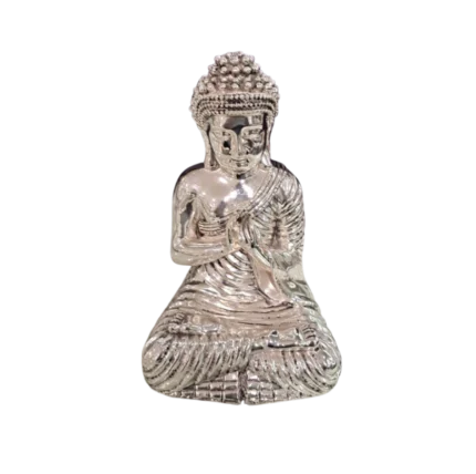 Silver Buddha Idol in Meditation Pose