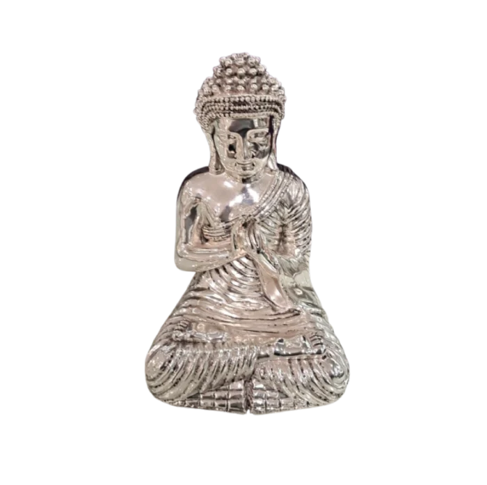 Silver Buddha Idol in Meditation Pose - Image 1