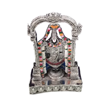 Colorful Silver Tirupati Balaji Idol with Floral Garland