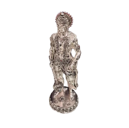 Silver Hanuman Standing Idol with Gada (Mace)