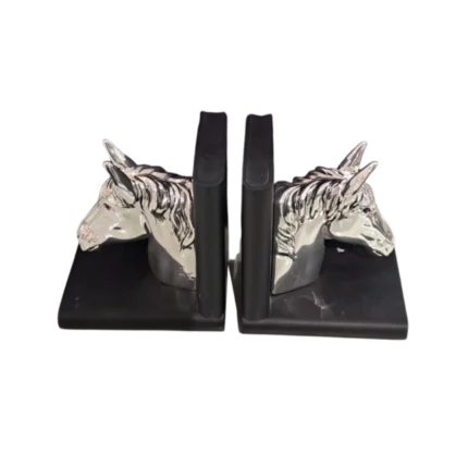 Silver Horse Head Bookends