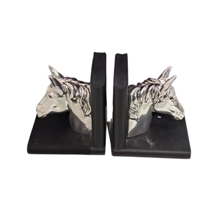 Silver Horse Head Bookends - Image 1