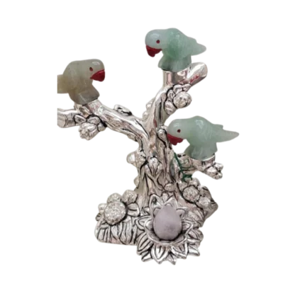 Silver Parrot Tree Sculpture