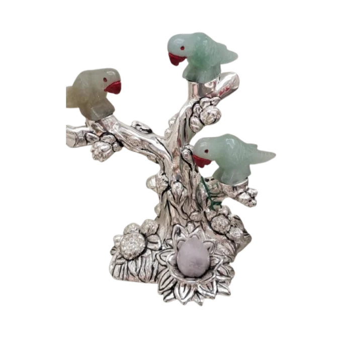 Silver Parrot Tree Sculpture - Image 1