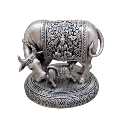 Sacred Kamdhenu with Calf – Antique Finish