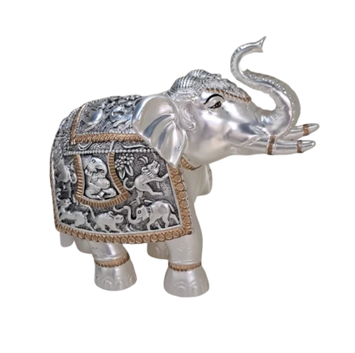 Silver Plated Elephant Figurine - Image 1