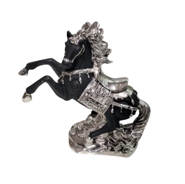 Silver Decorated Horse Statue - Image 1