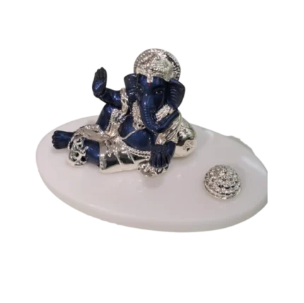 Blue Enamel Ganesha with Modak