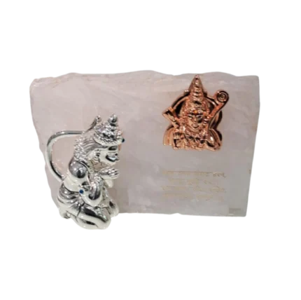 Silver Hanuman with Golden Ram Darbar