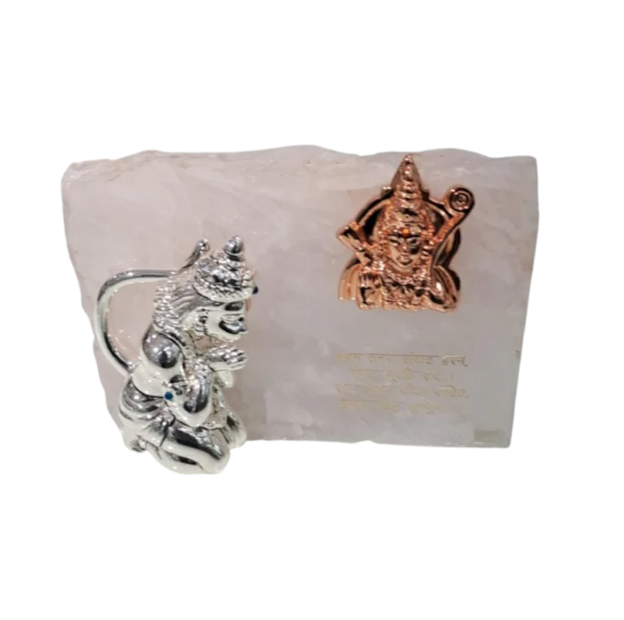 Silver Hanuman with Golden Ram Darbar - Image 1