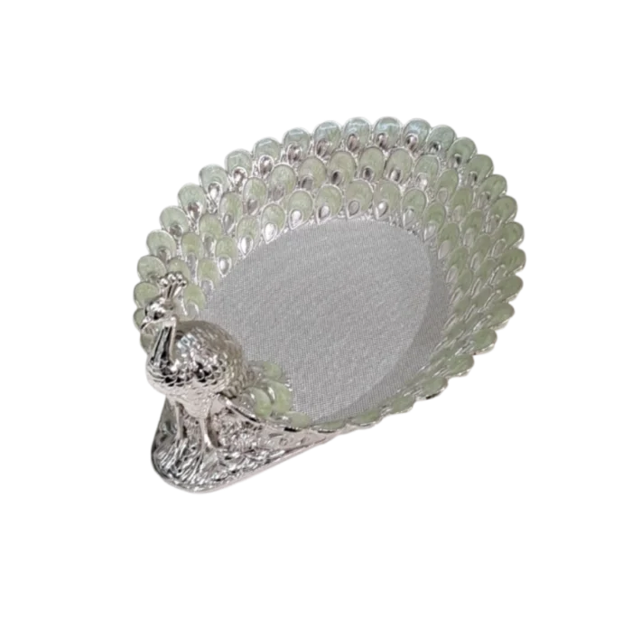 Peacock Design Silver Bowl - Image 1