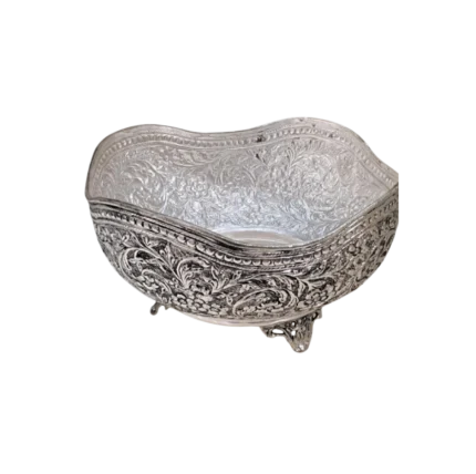 Silver Floral Footed Bowl