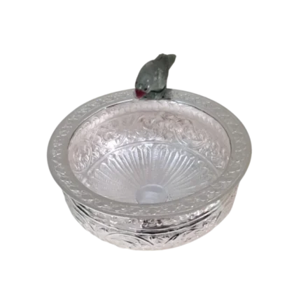 Silver Bowl with Parrot Accent