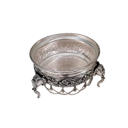Elephant Motif Silver Bowl