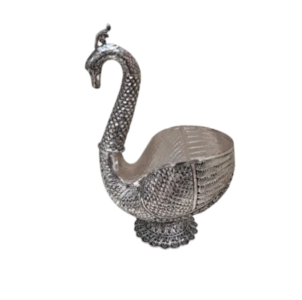 Silver Swan Bowl with Textured Detailing
