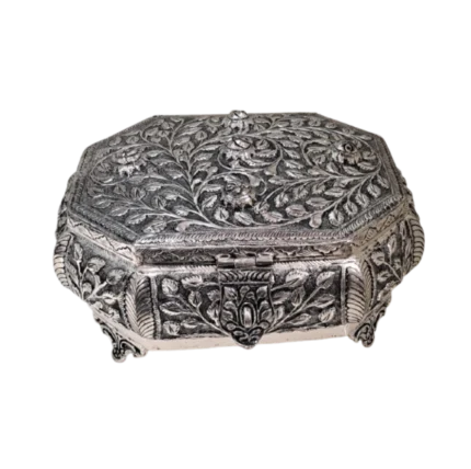 Octagonal Floral Silver Box