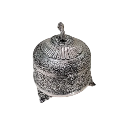 Floral Engraved Silver Storage Box
