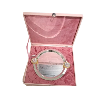 Round Silver Platter in Velvet Case