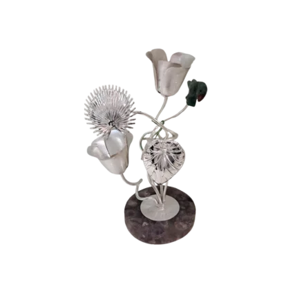 Silver Floral Ornament with Parrot Accent