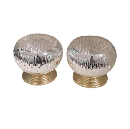 Pair of Silver Orb Bowls with Golden Pedestals