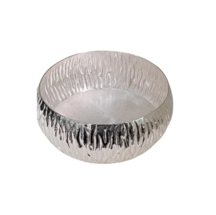 Hammered Silver Bowl with Flame-Inspired Design