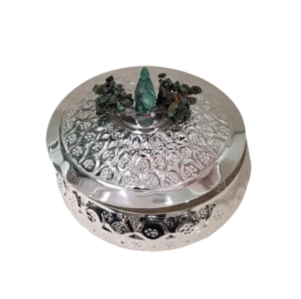 Silver Storage Box with Bird & Vine Finial