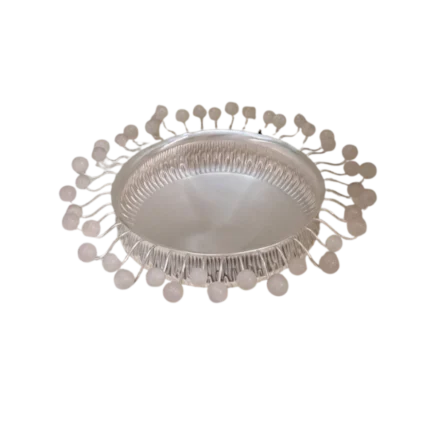 Contemporary Silver Bowl with White Stone Accents