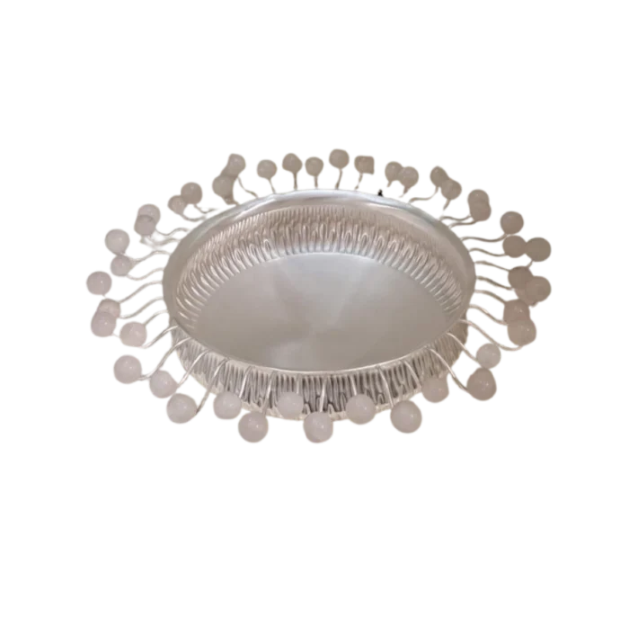 Contemporary Silver Bowl with White Stone Accents - Image 1