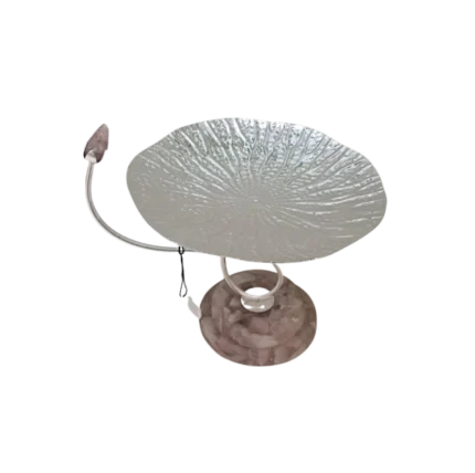 Lotus Leaf Silver Platter with Rose Quartz Base