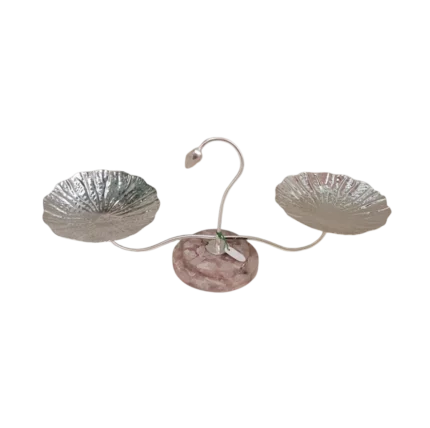 Twin Lotus Leaf Silver Tray