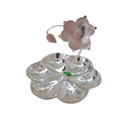 Elegant Silver Sectional Serving Dish with Flower Design
