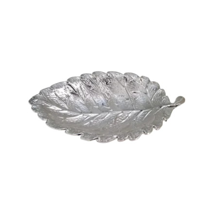 Elegant Silver Leaf-Shaped Decorative Tray