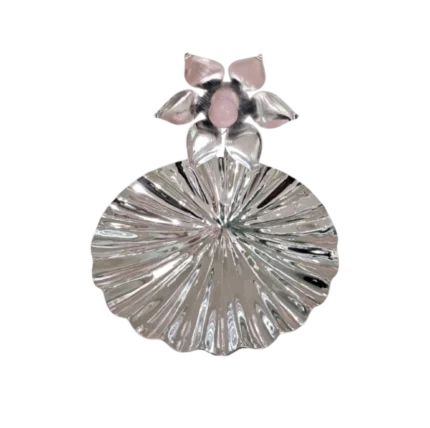 Floral Silver Dish with Pink Stone Detailing
