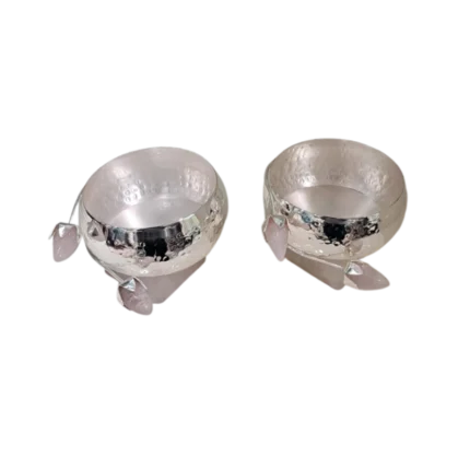 Rose Quartz Accent Silver Bowls