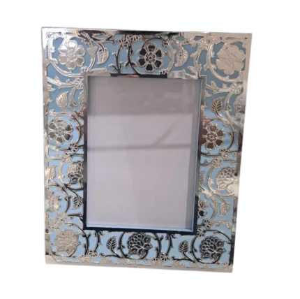 Blue Floral Silver Frame